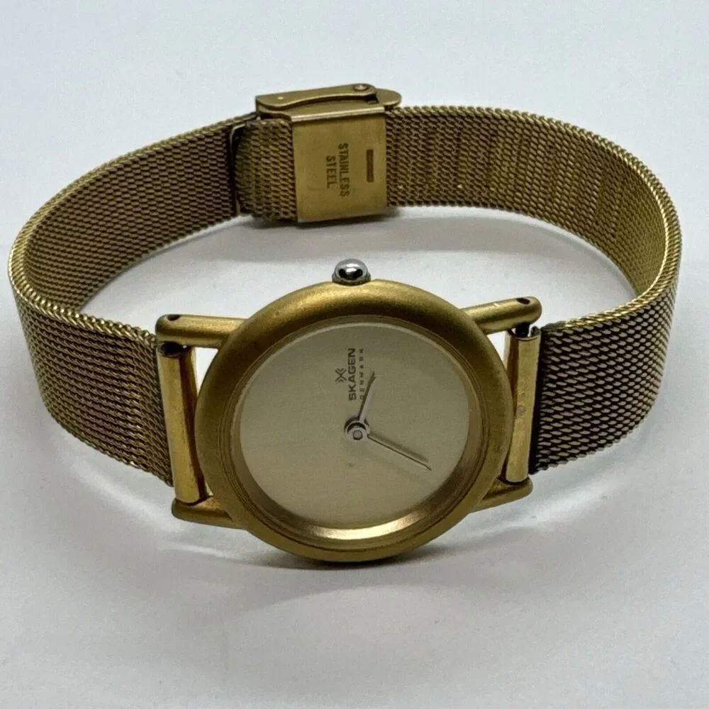 Skagen 45GG Women's Gold Tone Analog Dial Quartz Genuine Wrist Watch JNA568